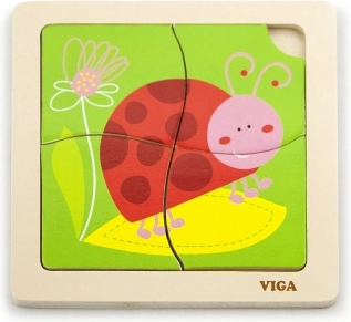 Drvene puzzle s bubamarom – 4 dijela