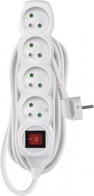 Emos produžni kabel s prekidačem, 4 utičnice, 5 m, bijeli