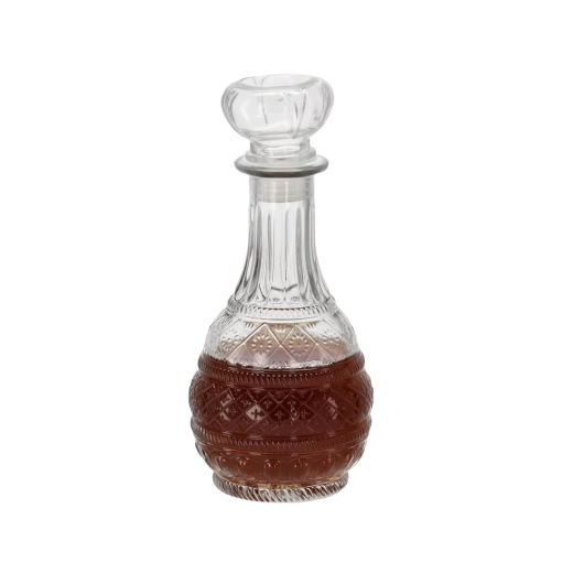 Ukrašena staklena karafa 500 ml sa staklenim čepom
