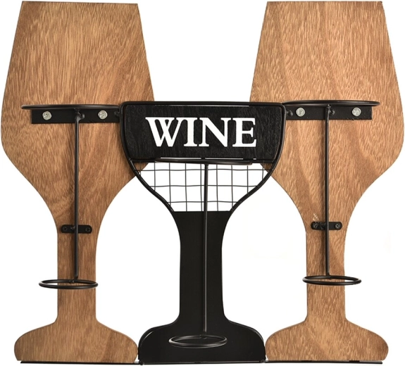 Dizajnerski stalak za vino od drva i metala 39 × 11 × 35 cm