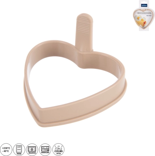 Silikonski kalup za palačinke i jaja u obliku srca 9,5 × 9 cm, bež