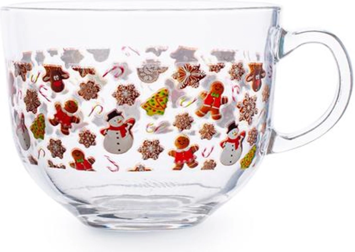 Staklena šalica TORO 400 ml s motivom medenjaka