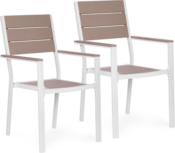 Set od 2 vrtnih stolica od čelika i HDPE-a, bijele – MultiGarden