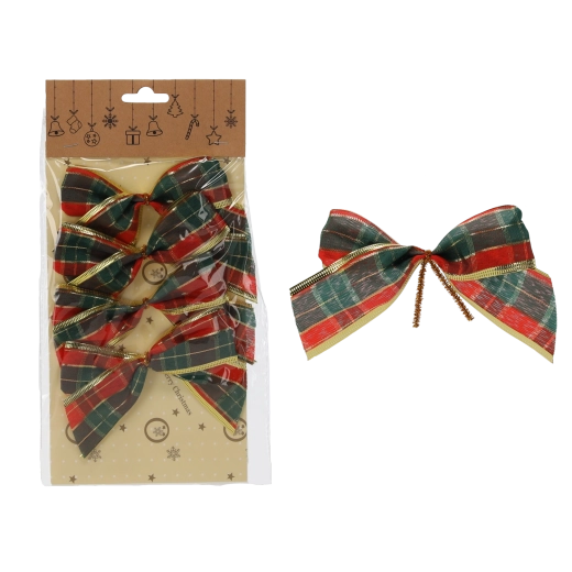 Božićne ukrasne mašne 10 cm – set od 4 kom