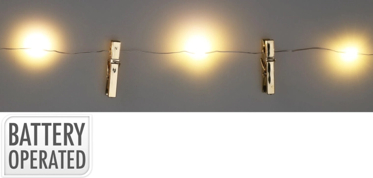 Božićna LED rasvjeta s kvačicama 0,9 m, toplo bijela (set 10)