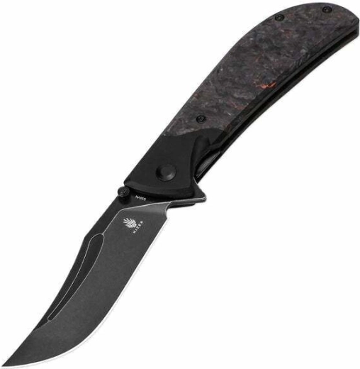Kizer Phoenix džepni nož 9 cm, Black Stonewash, crni/narančasti, FAT Carbon i aluminij