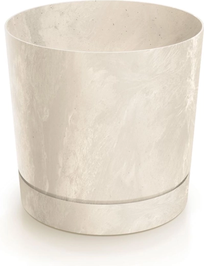 Žardinijera s betonskim efektom TUBO P, krem, promjer 12,8 cm