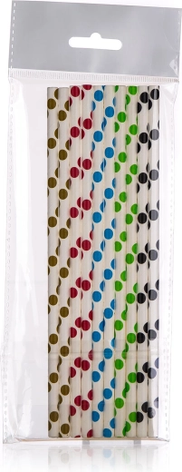Papirnate slamke s točkicama 6 × 200 mm, mix boja (25 kom)