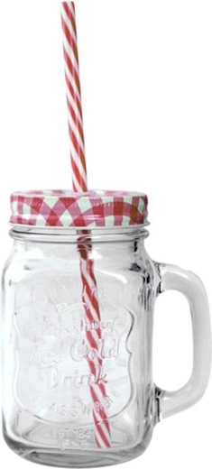 Mason staklenka s poklopcem i slamkom 450 ml