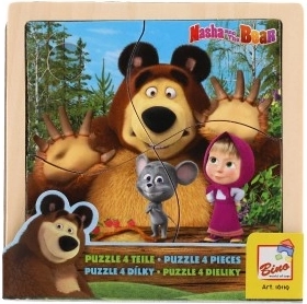 Drvene puzzle s mišem Maša i Medvjed 15cm