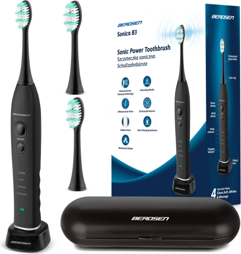 Sonična električna četkica za zube s etuijem Berdsen Sonica B3 crna