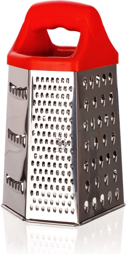 Šesterostrano inox ribežalo s crvenom drškom CULINARIA 22,5 cm