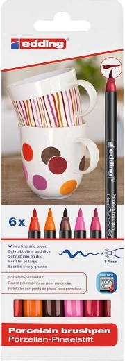 Kistasti markeri za porcelan Edding – tople boje, set 6 kom