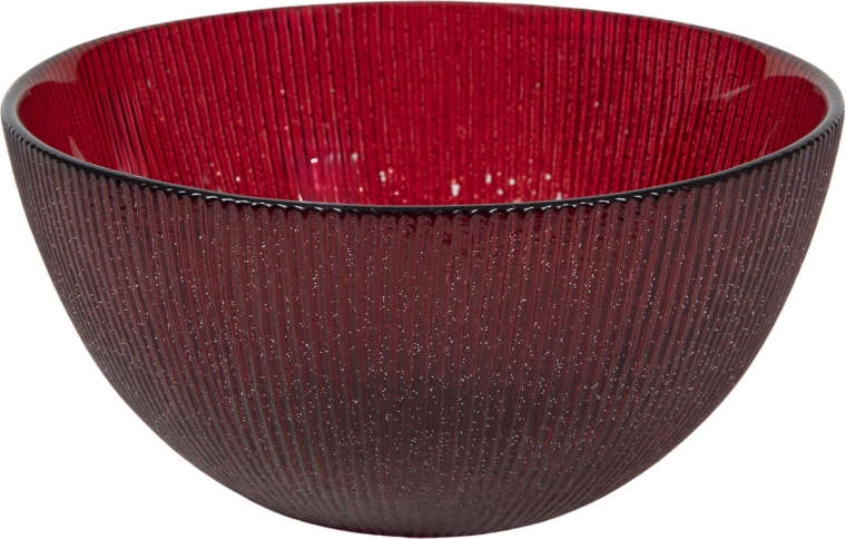 Staklena zdjela crvena s glitterom 500 ml