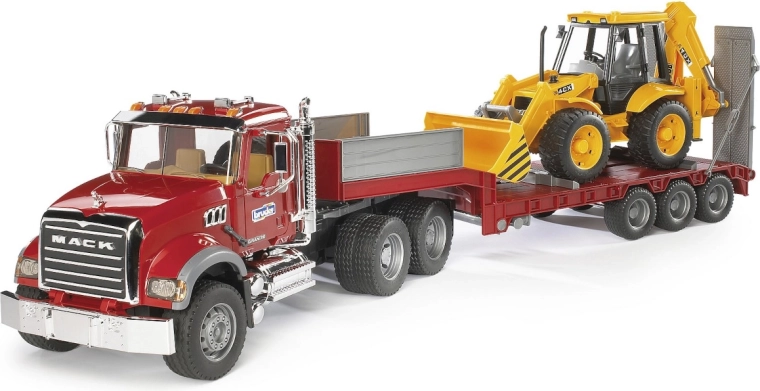 Bruder kamion MACK s poluprikolicom i utovarivačem JCB 4CX 1:16