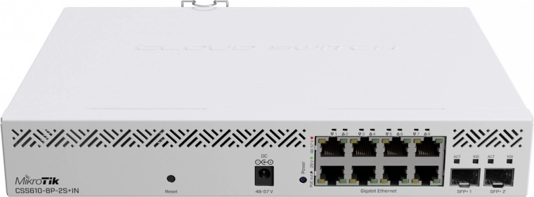 Mrežni PoE preklopnik MIKROTIK s 8 portova i 2× SFP+ 10 Gb/s