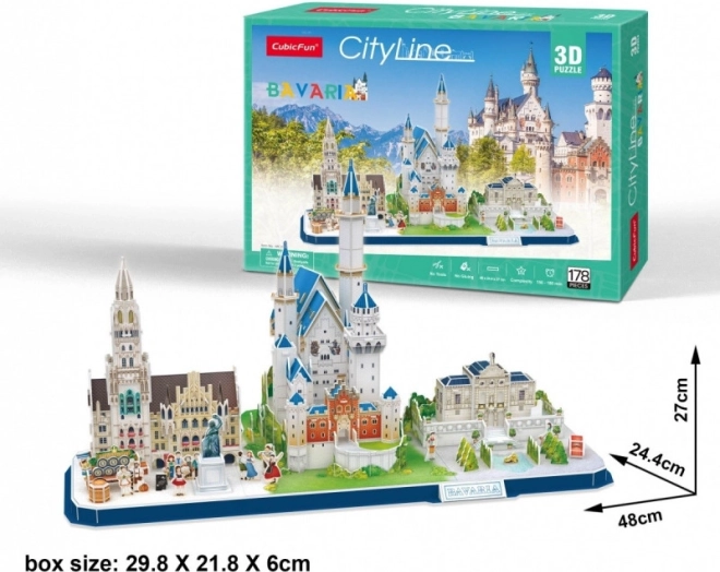 CUBICFUN 3D puzzle CityLine panorama Bavarska – 178 dijelova