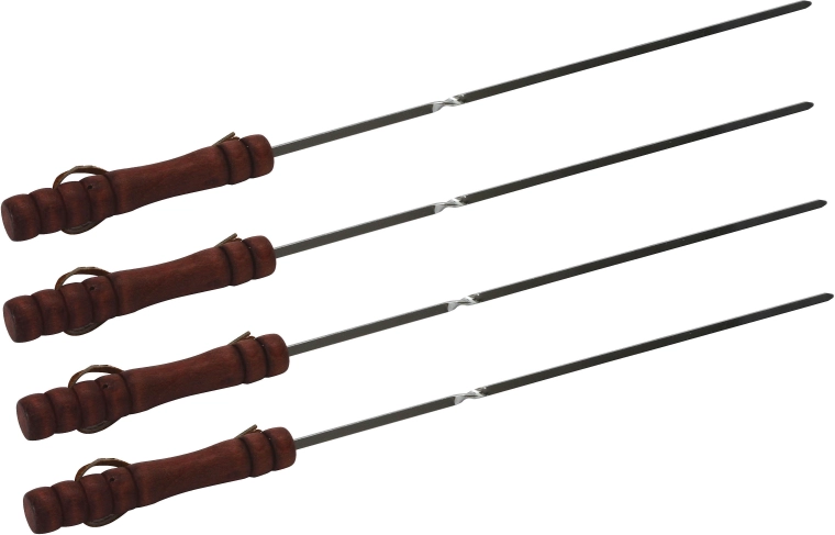 Metalne roštiljske igle za ražnjiće 40 cm s drvenom drškom (4 kom)