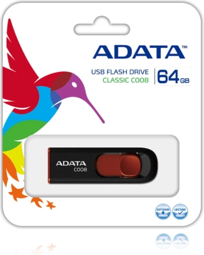 ADATA USB flash disk 64 GB C008 crno-crveni