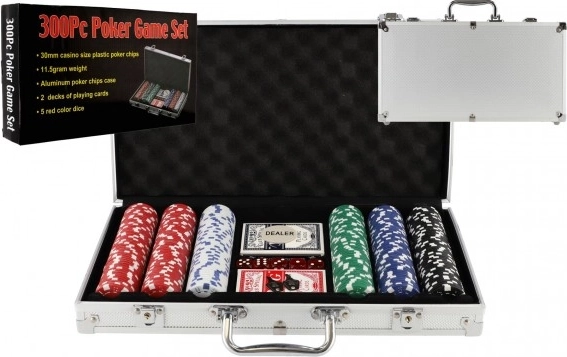 Poker set od 300 žetona u aluminijskom koferu s kartama i kockicama