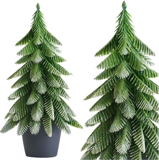 Dekorativno umjetno božićno drvce u posudi, srebrni ukrasi 22 × 10 cm