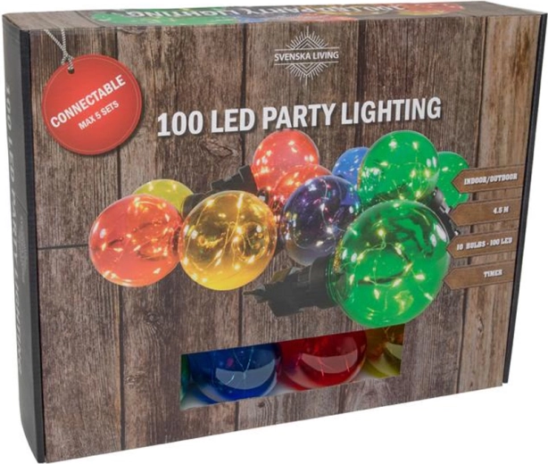 Party rasvjeta 10 šarenih kugli s timerom, 100 LED, 4,5 m