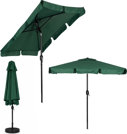 MultiGarden veliki vrtni suncobran s ručkom i naginjanjem 200 × 130 cm, zeleni
