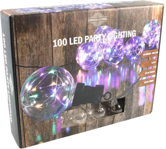 Party rasvjeta s dugama kuglama, 100 LED, 4,5 m, s timerom