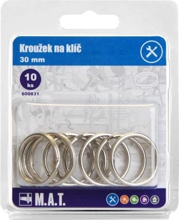 Prsten za ključe 30 mm, nikal – set 10 kom