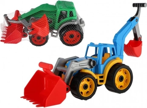 Plastični traktor – bager s lopatom, zeleni