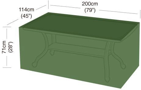 Zaštitna navlaka za pravokutni stol za 8 osoba 200 × 114 × 71 cm, PE 90 g/m², zelena