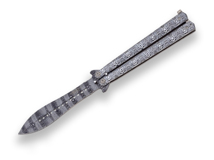 Joker Butterfly sklopivi nož balisong 11 cm s aluminijskom drškom i damask uzorkom