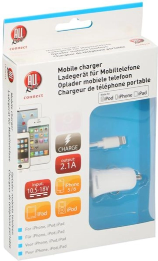 Autopunjač za iPhone, iPad i iPod – bijeli
