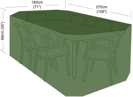 Zaštitna cerada za vrtni set 6 stolica i pravokutni stol 270 × 180 × 89 cm, PE 90 g/m²