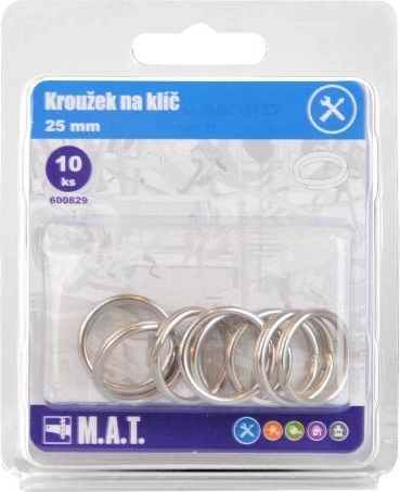 Metalni privjesak za ključeve 25 mm, nikl – pakiranje 10 kom