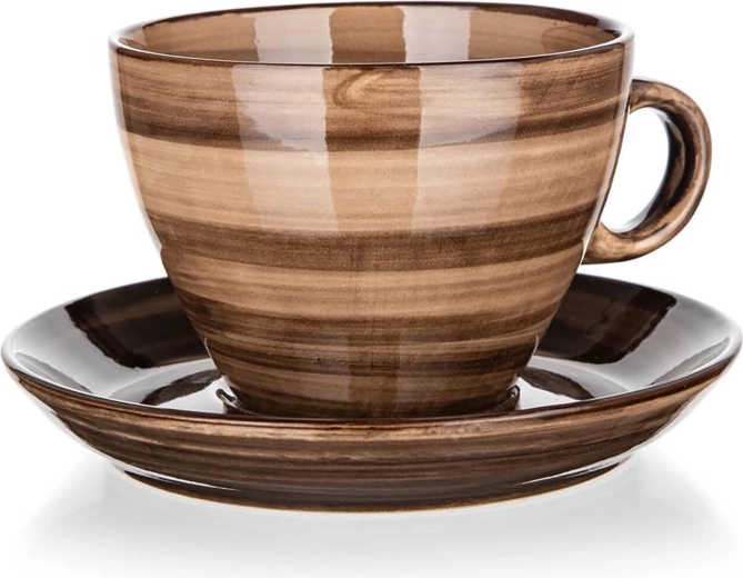 Keramička šalica s tanjurićem 290 ml Palas smeđa