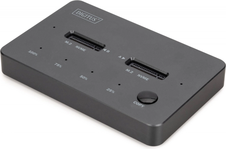 Digitus docking stanica za M.2 NVMe SSD s offline kloniranjem, USB‑C 3.2 Gen 2 10 Gb/s, crna