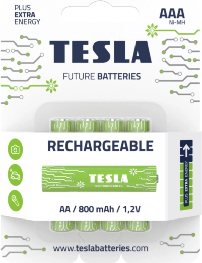 Punjive baterije TESLA GREEN+ AAA Ni-MH 1,2 V, set 4 kom