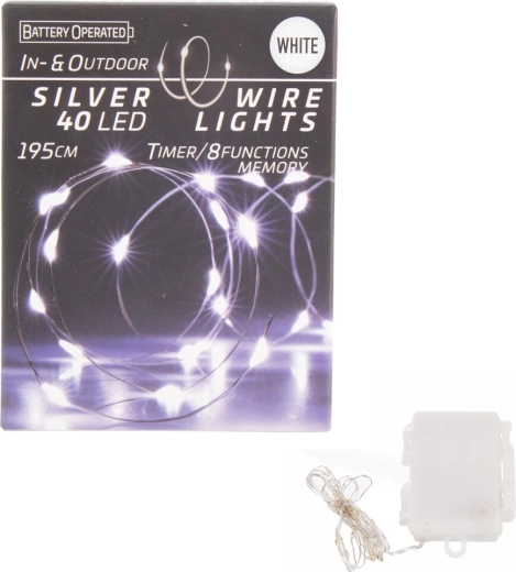 LED lampice na žici 40 LED bijele s timerom