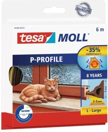 Brtva za prozore i vrata P profil 9 × 5,5 mm, smeđa, 6 m