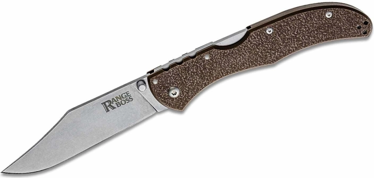 Sklopivi nož Cold Steel Range Boss 10,2 cm, stonewash, smeđi, s džepnim klipom