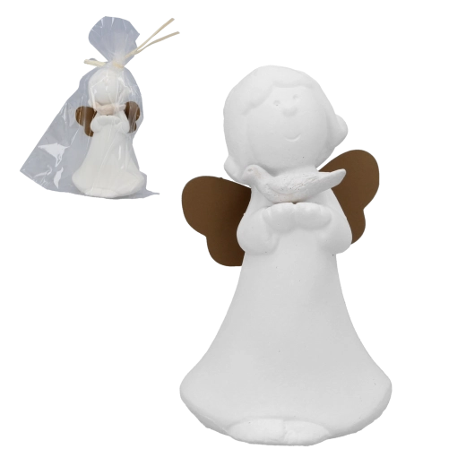 Anđelčić s golubicom 11 cm – dekorativna keramička figurica