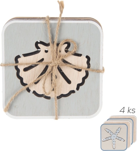 Drveni podlošci SEA 10 × 10 cm, set od 4 kom
