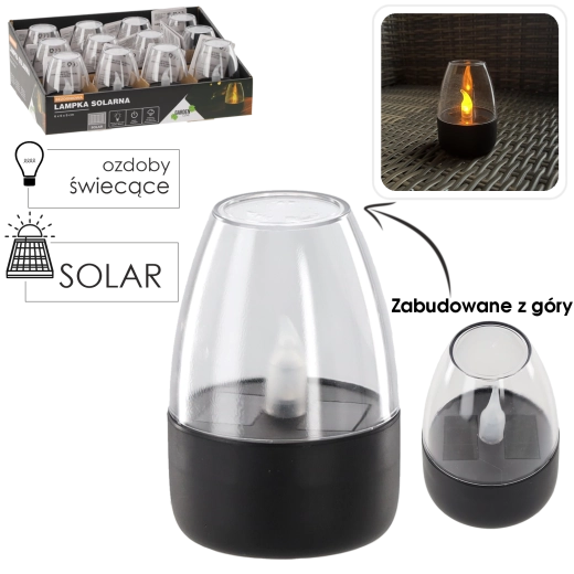Solarna LED svijeća bez plamena 6 × 6 × 9 cm, topla bijela