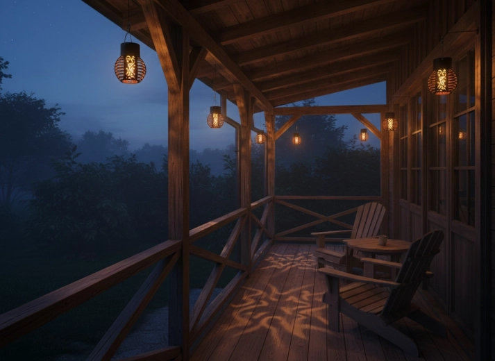 Dekorativni svjetlosni uzorci na terasi i u vrtu