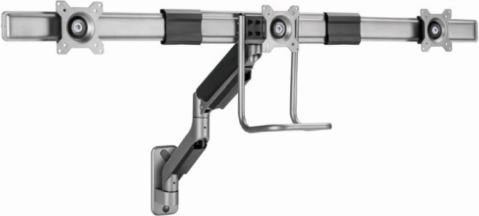 Zidni držač za 3 monitora 17–27" s plinskom oprugom