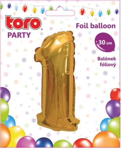Foli balon u obliku broja 1, 30 cm, zlatni
