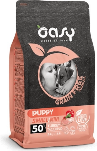 Oasy Grain Free Adult Small/Mini hrana za pse s puretinom 2,5 kg