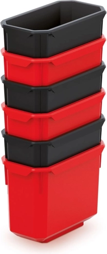 Set od 6 plastičnih spremnika KISTENBERG X Block 140 × 75 × 105 mm – crno‑crvena