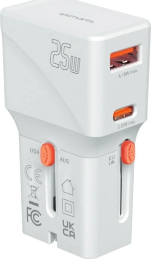 Putni punjač 4smarts Nomad Pocket 25 W USB‑C + USB‑A bijela